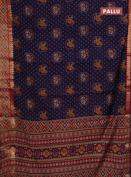 Blue & Maroon Semi Maheshwari Cotton Saree