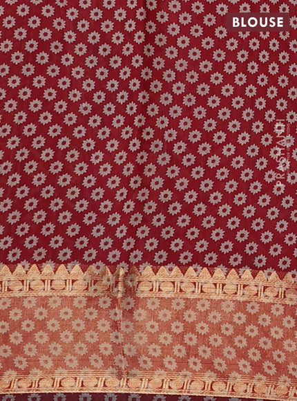 Blue & Maroon Semi Maheshwari Cotton Saree