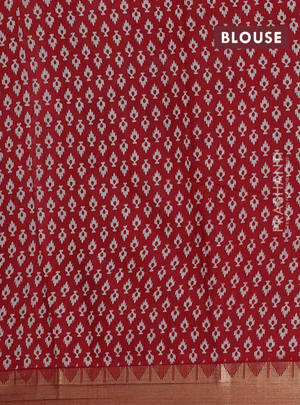 Blue & Maroon Semi Maheshwari Cotton Saree