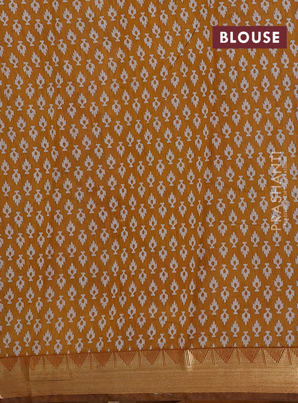 Maroon & Mustard Yellow Semi Maheshwari Cotton Saree