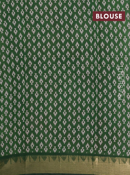 Mustard Yellow & Green Semi Maheshwari Cotton Saree