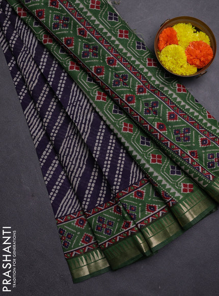 Blue & Green Semi Maheshwari Cotton Saree