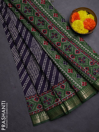 Blue & Green Semi Maheshwari Cotton Saree
