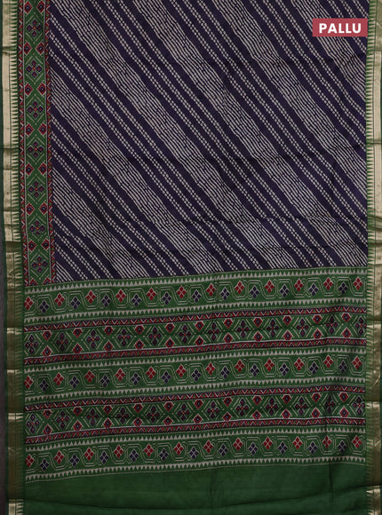 Blue & Green Semi Maheshwari Cotton Saree