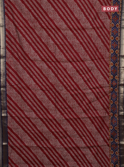 Maroon & Blue Semi Maheshwari Cotton Saree