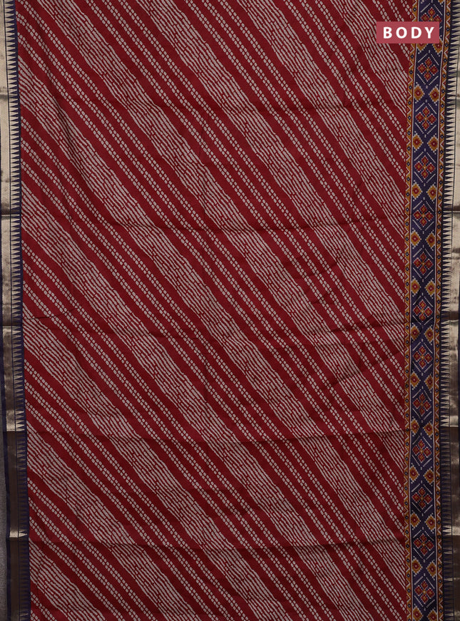 Maroon & Blue Semi Maheshwari Cotton Saree