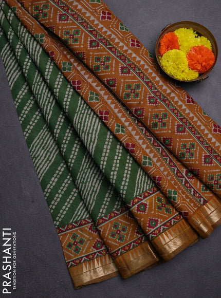 Green & Mustard Yellow Semi Maheshwari Cotton Saree