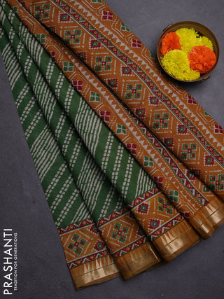 Green & Mustard Yellow Semi Maheshwari Cotton Saree