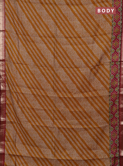 Mustard Yellow & Maroon Semi Maheshwari Cotton Saree