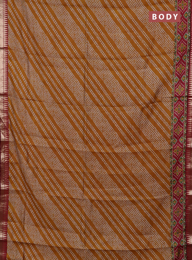 Mustard Yellow & Maroon Semi Maheshwari Cotton Saree