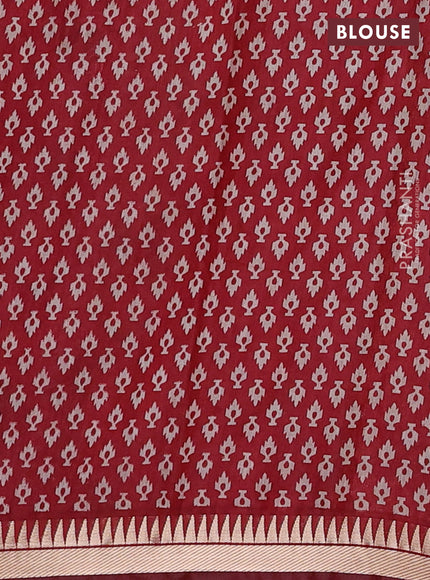 Mustard Yellow & Maroon Semi Maheshwari Cotton Saree