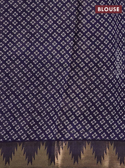 Maroon & Blue Semi Maheshwari Cotton Saree