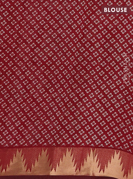 Mustard Yellow & Maroon Semi Maheshwari Cotton Saree