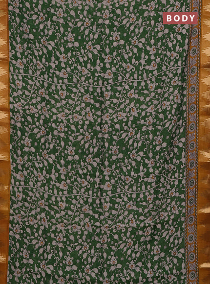 Green & Mustard Yellow Semi Maheshwari Cotton Saree
