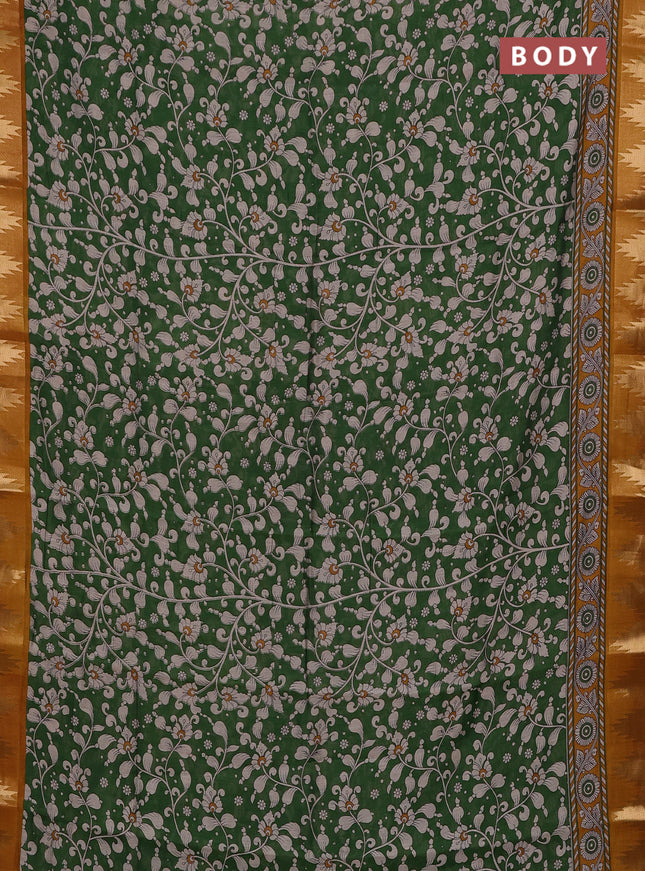 Green & Mustard Yellow Semi Maheshwari Cotton Saree