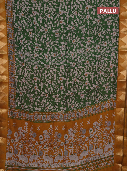 Green & Mustard Yellow Semi Maheshwari Cotton Saree