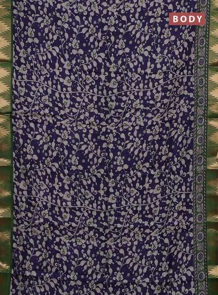 Blue & Green Semi Maheshwari Cotton Saree