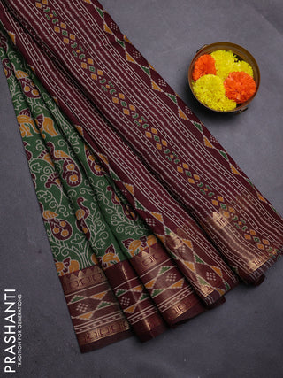 Green & Maroon Semi Maheshwari Cotton Saree
