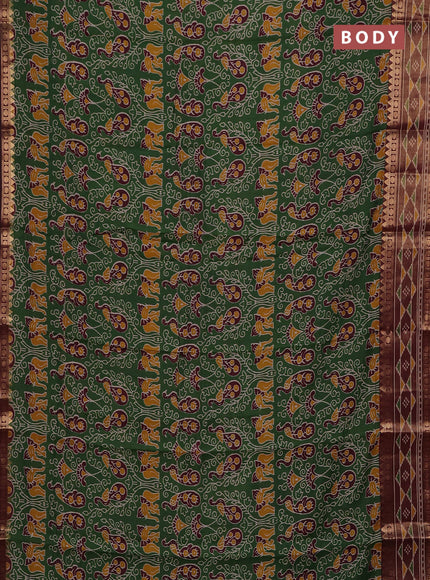 Green & Maroon Semi Maheshwari Cotton Saree