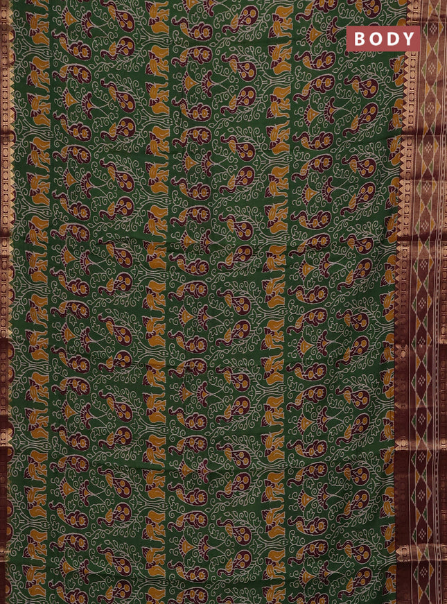 Green & Maroon Semi Maheshwari Cotton Saree