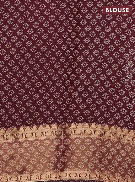 Green & Maroon Semi Maheshwari Cotton Saree
