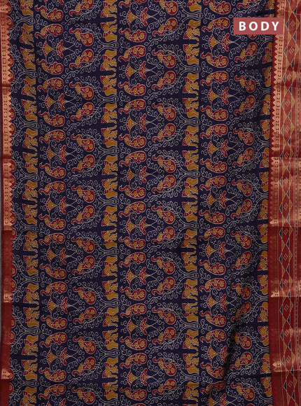 Blue & Maroon Semi Maheshwari Cotton Saree