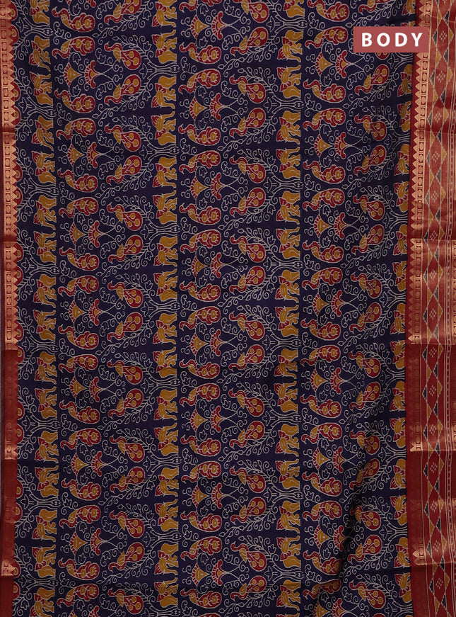 Blue & Maroon Semi Maheshwari Cotton Saree
