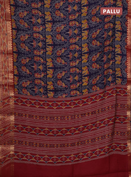 Blue & Maroon Semi Maheshwari Cotton Saree