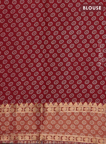 Blue & Maroon Semi Maheshwari Cotton Saree