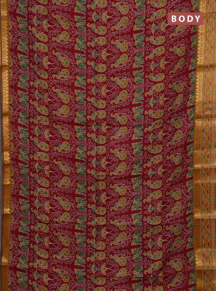 Maroon & Mustard Yellow Semi Maheshwari Cotton Saree