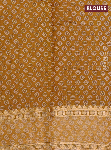 Maroon & Mustard Yellow Semi Maheshwari Cotton Saree