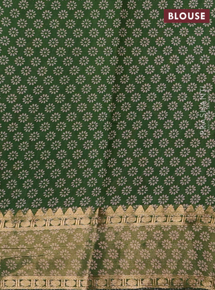 Mustard Yellow & Green Semi Maheshwari Cotton Saree