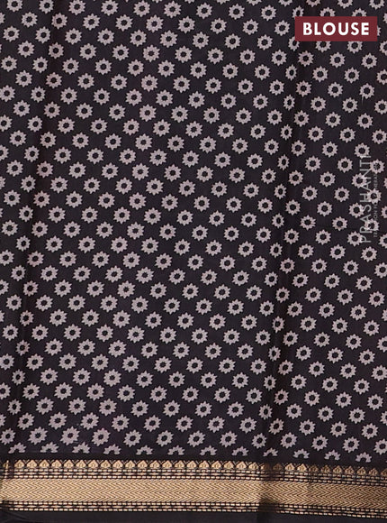 Maroon & Black Semi Maheshwari Cotton Saree