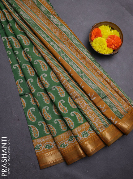 Green & Mustard Yellow Semi Maheshwari Cotton Saree