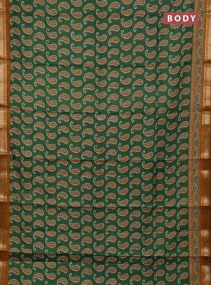 Green & Mustard Yellow Semi Maheshwari Cotton Saree