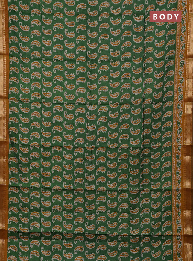 Green & Mustard Yellow Semi Maheshwari Cotton Saree