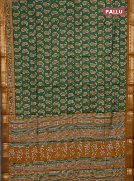 Green & Mustard Yellow Semi Maheshwari Cotton Saree