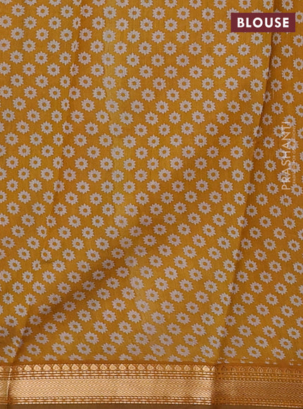 Green & Mustard Yellow Semi Maheshwari Cotton Saree