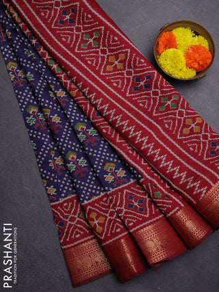 Blue & Maroon Semi Maheshwari Cotton Saree