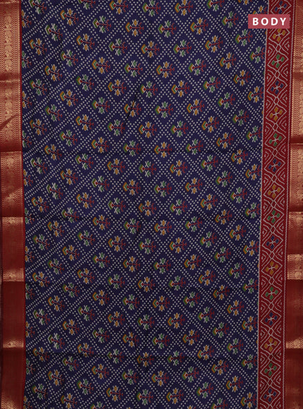 Blue & Maroon Semi Maheshwari Cotton Saree