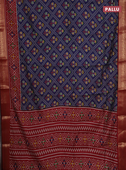 Blue & Maroon Semi Maheshwari Cotton Saree