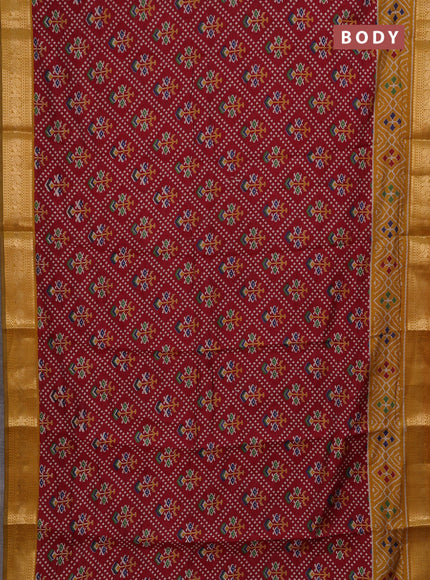 Maroon & Mustard Yellow Semi Maheshwari Cotton Saree