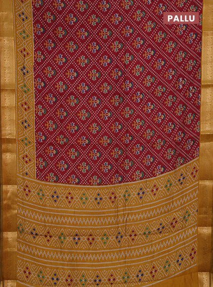 Maroon & Mustard Yellow Semi Maheshwari Cotton Saree