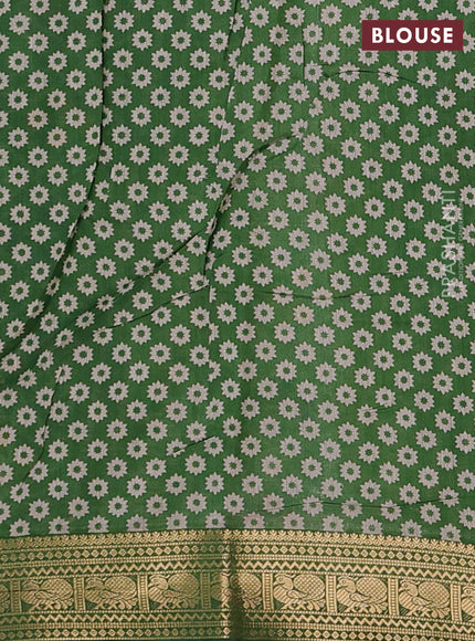 Mustard Yellow & Green Semi Maheshwari Cotton Saree