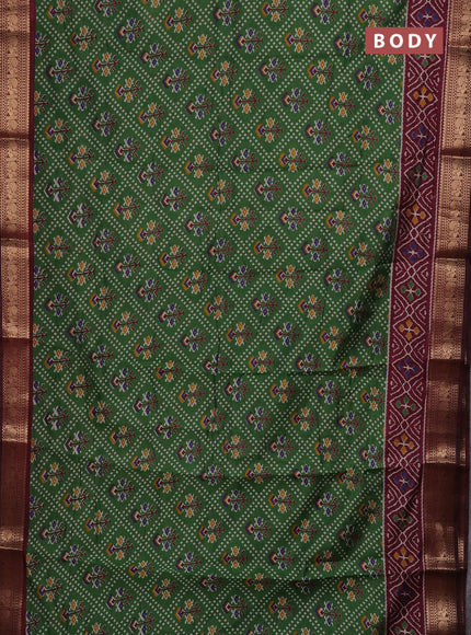 Green & Maroon Semi Maheshwari Cotton Saree