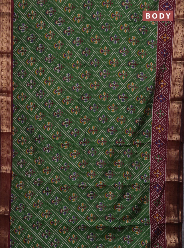Green & Maroon Semi Maheshwari Cotton Saree