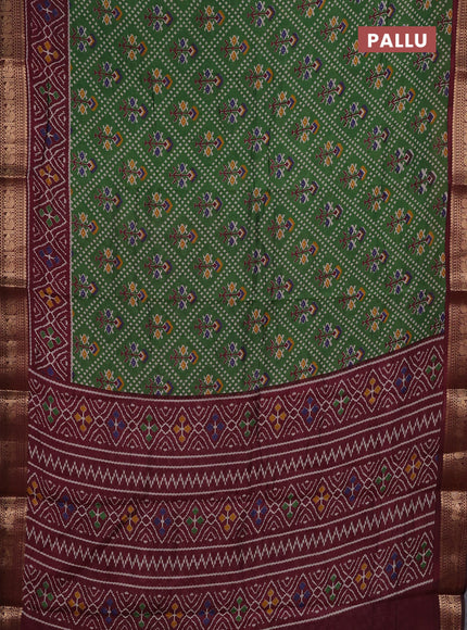 Green & Maroon Semi Maheshwari Cotton Saree