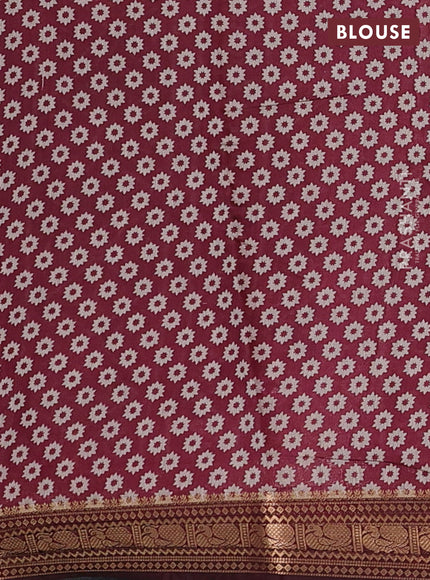 Green & Maroon Semi Maheshwari Cotton Saree