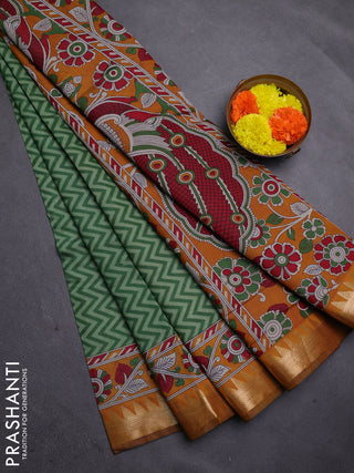 Green & Mustard Yellow Semi Maheshwari Cotton Saree