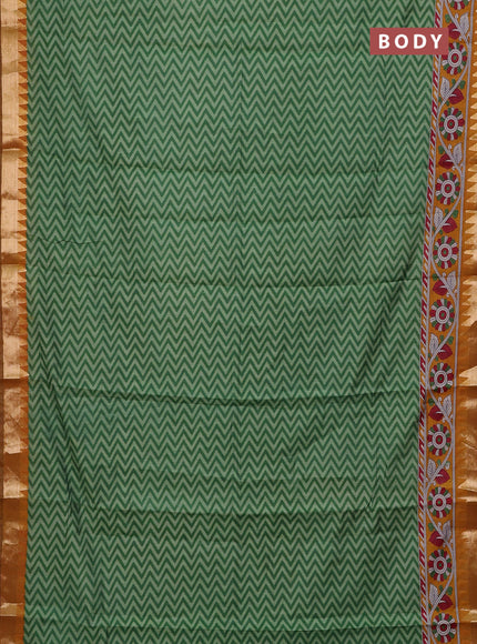 Green & Mustard Yellow Semi Maheshwari Cotton Saree